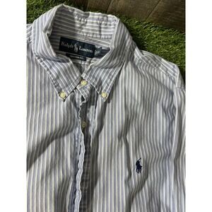 Ralph Lauren Men's Custom Fit Button Down Shirt Blue Stripe Size‎ XL